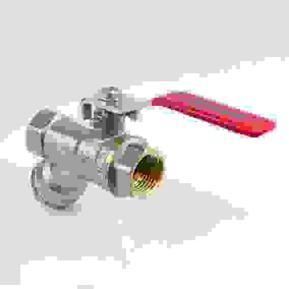 Кран шаровой латунь никелирован 1014 Ду 15 G1/2" Ру40 ВР полнопроходной рычаг с фильтром красный Aqu