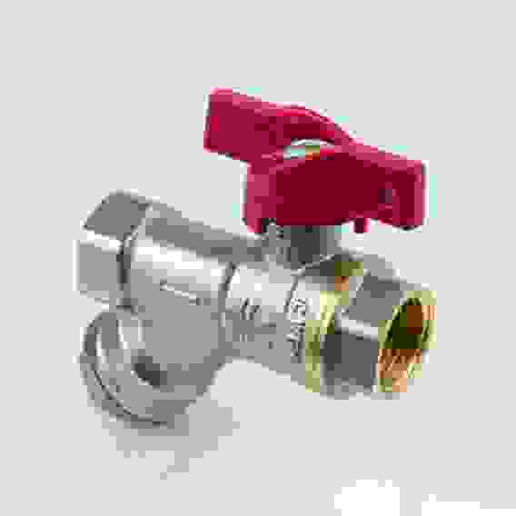 Кран шаровой латунь никелирован 1015 Ду 15 G1/2" Ру40 ВР полнопроходной бабочка с фильтром под пломб