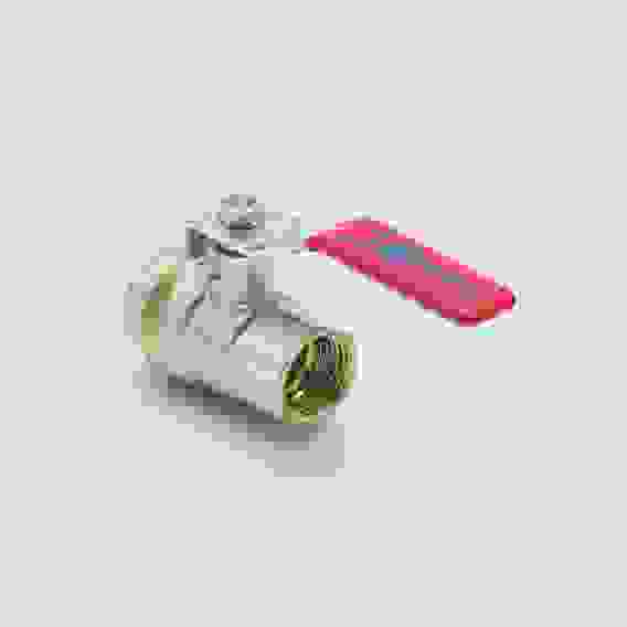 Кран шаровой латунь никелирован 1001 Ду 40 G1 1/2" Ру16 ВР полнопроходной рычаг красный Aquasfera 10